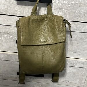 54. Olive leather Backpack purse